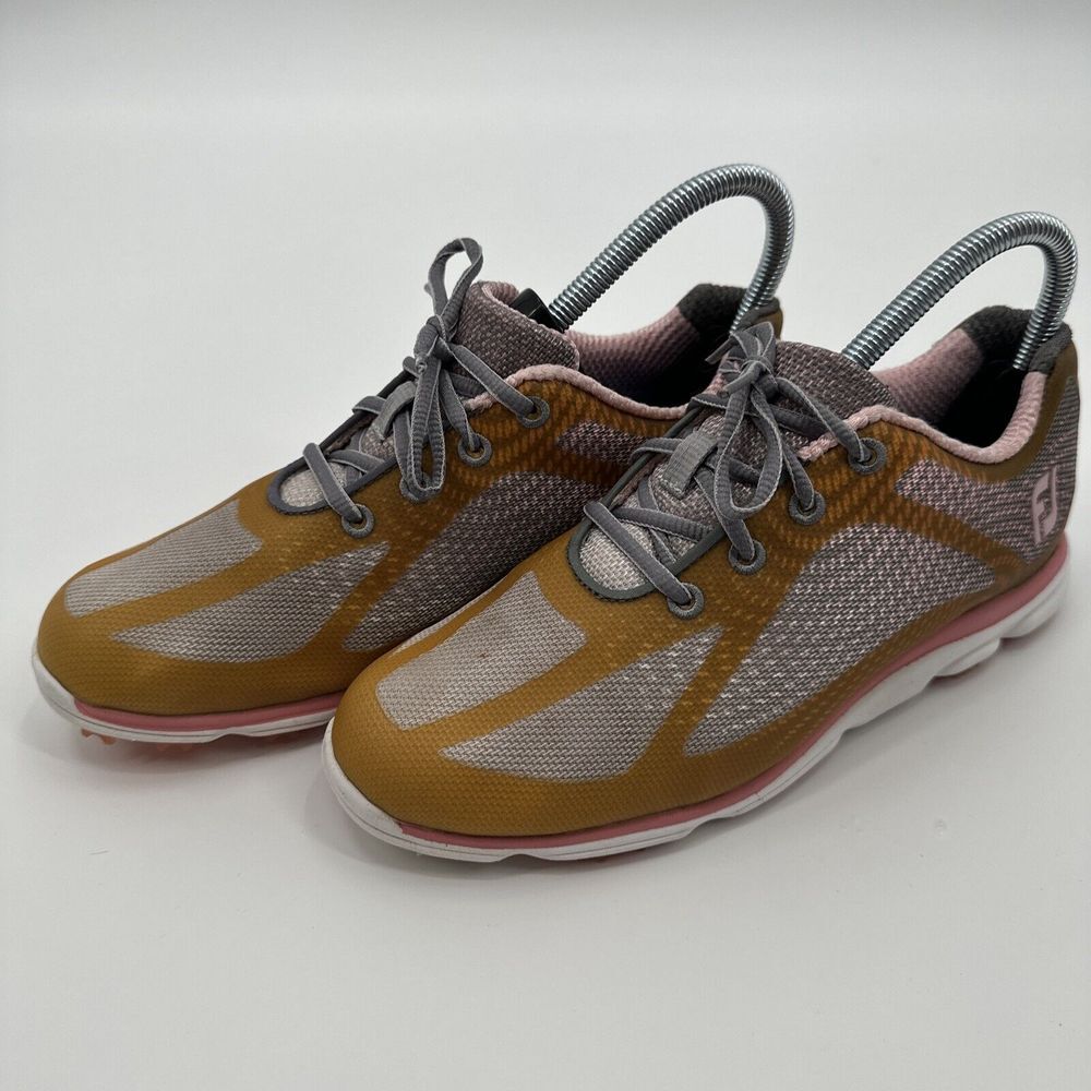 FootJoy FJ Yellow‎ Pink Gray Women's Golf Shoes Size 7.5
